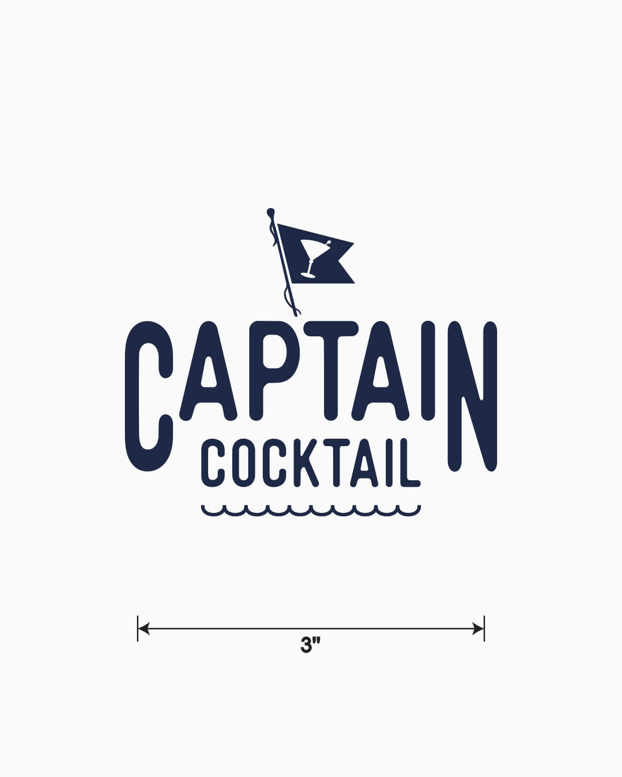 "Captain Cocktail" logo featuring a martini glass silhouette on a nautical flag.