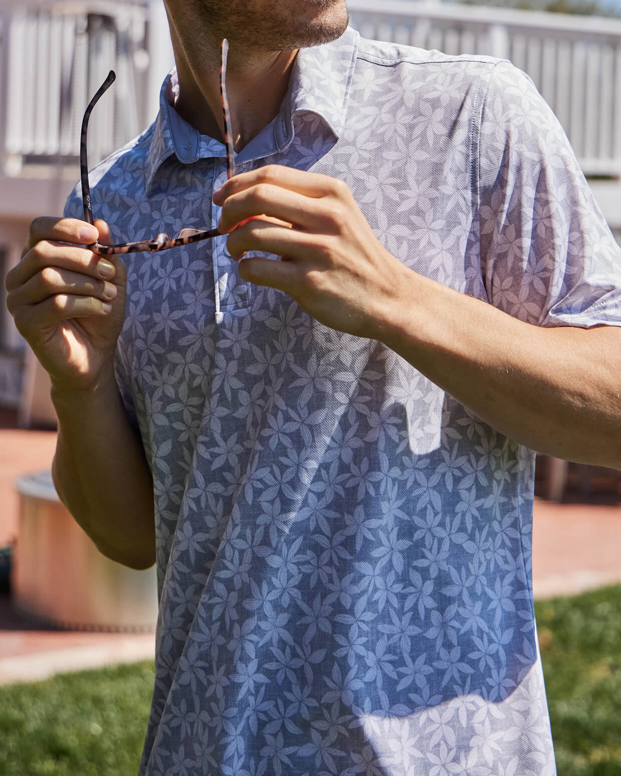 Ace Polo | Light Grey Floral