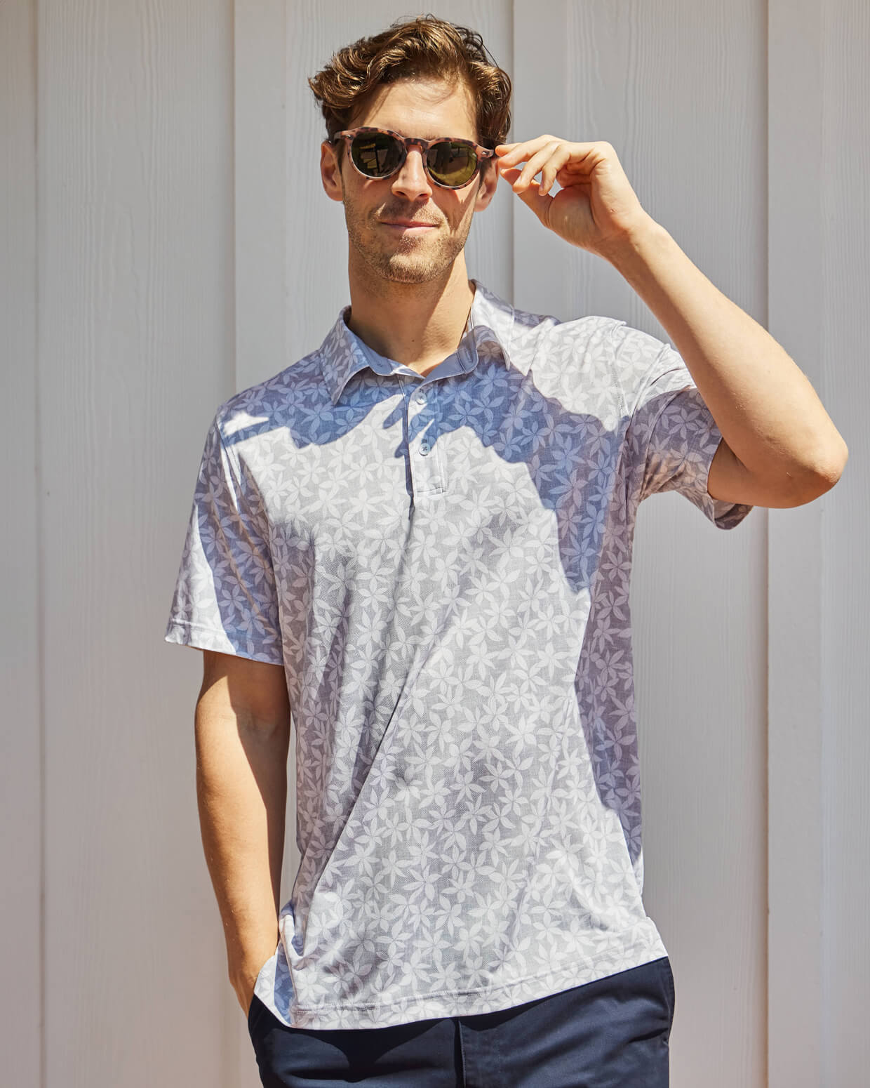 Ace Polo | Light Grey Floral