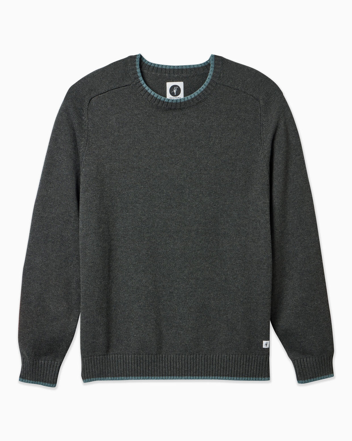 Charcoal sweater with light blue tipping on a white background #color_heather smoke