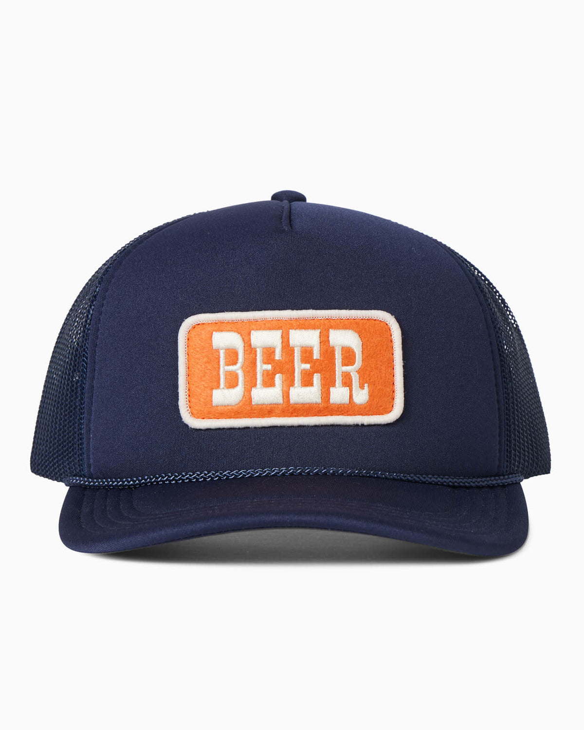 Navy blue cap with 'BEER' patch on a white background #color_navy