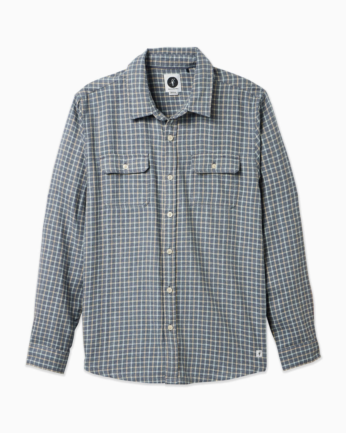 Men's grey flannel displayed on simple white background #color_grey plaid