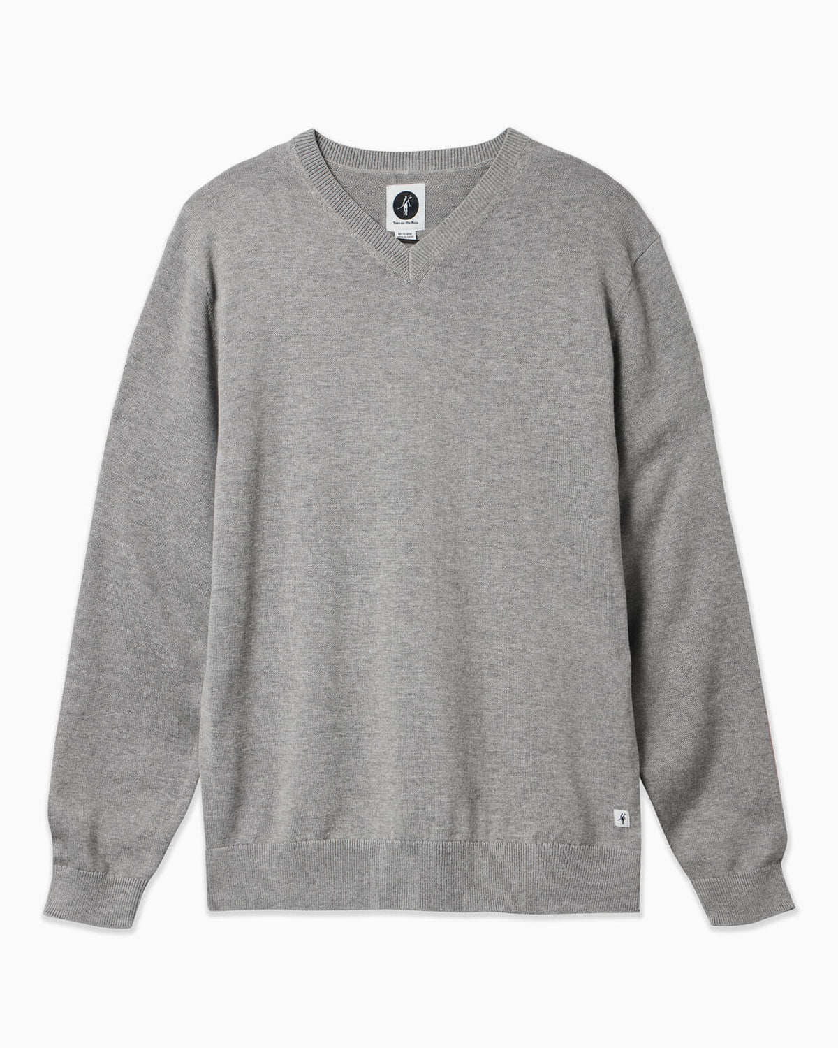 Men's light grey v-neck sea wool sweater displayed on simple white background
#color_seawool light grey