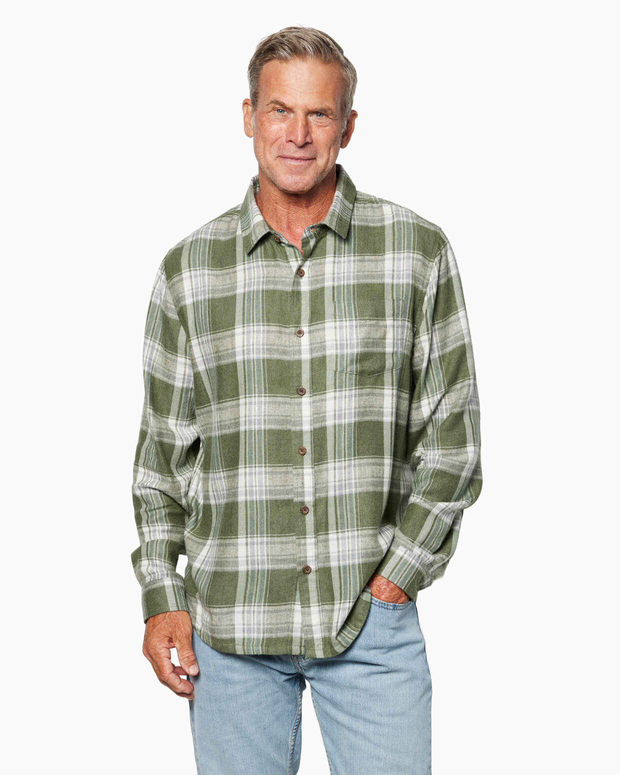 Monarch Flannel | Olive Plaid