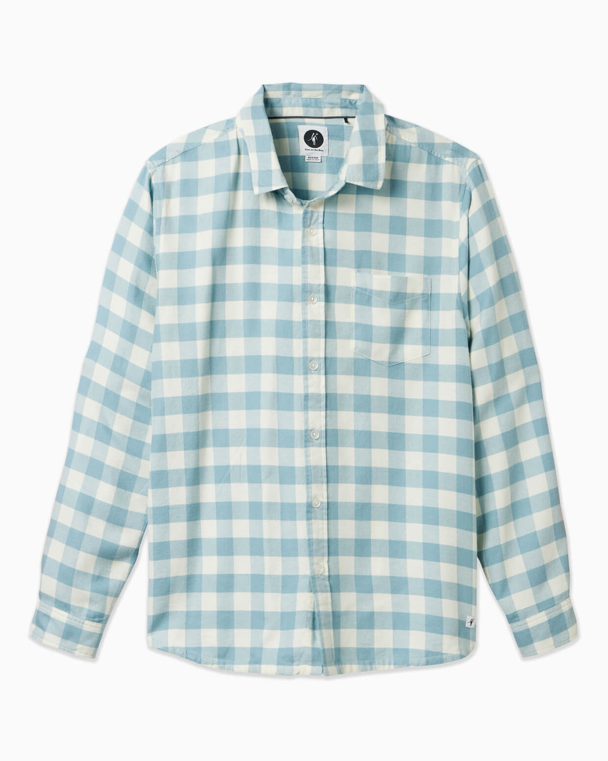 Men's sea check flannel displayed in simple plain white background #color_sea check