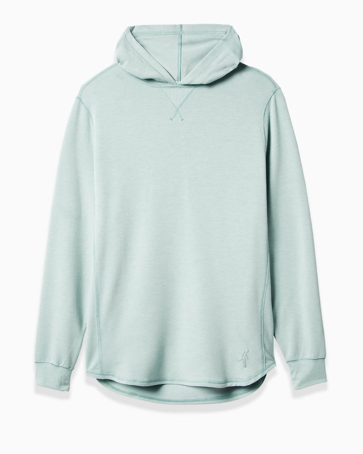 Men's soft blue hoodie from Toes on the Nose, front view with a simple background. #color_sea foam