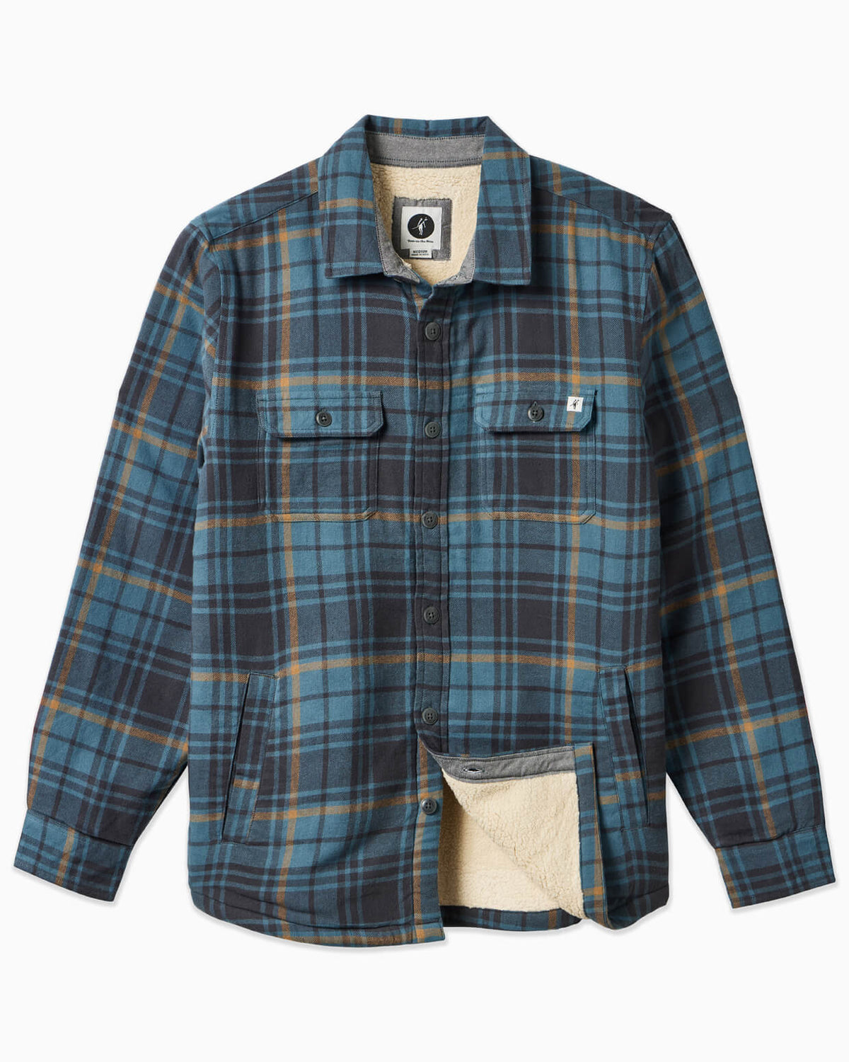 Men's smoke plaid sherpa jacket displayed on a simple white background #color_smoke plaid