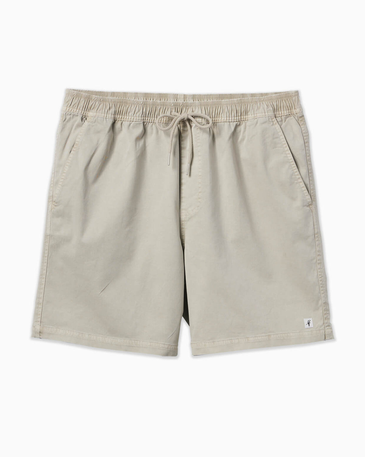 Men's stone shorts from Toes on the Nose, displayed in a flat lay view showcasing the design. #color_stone