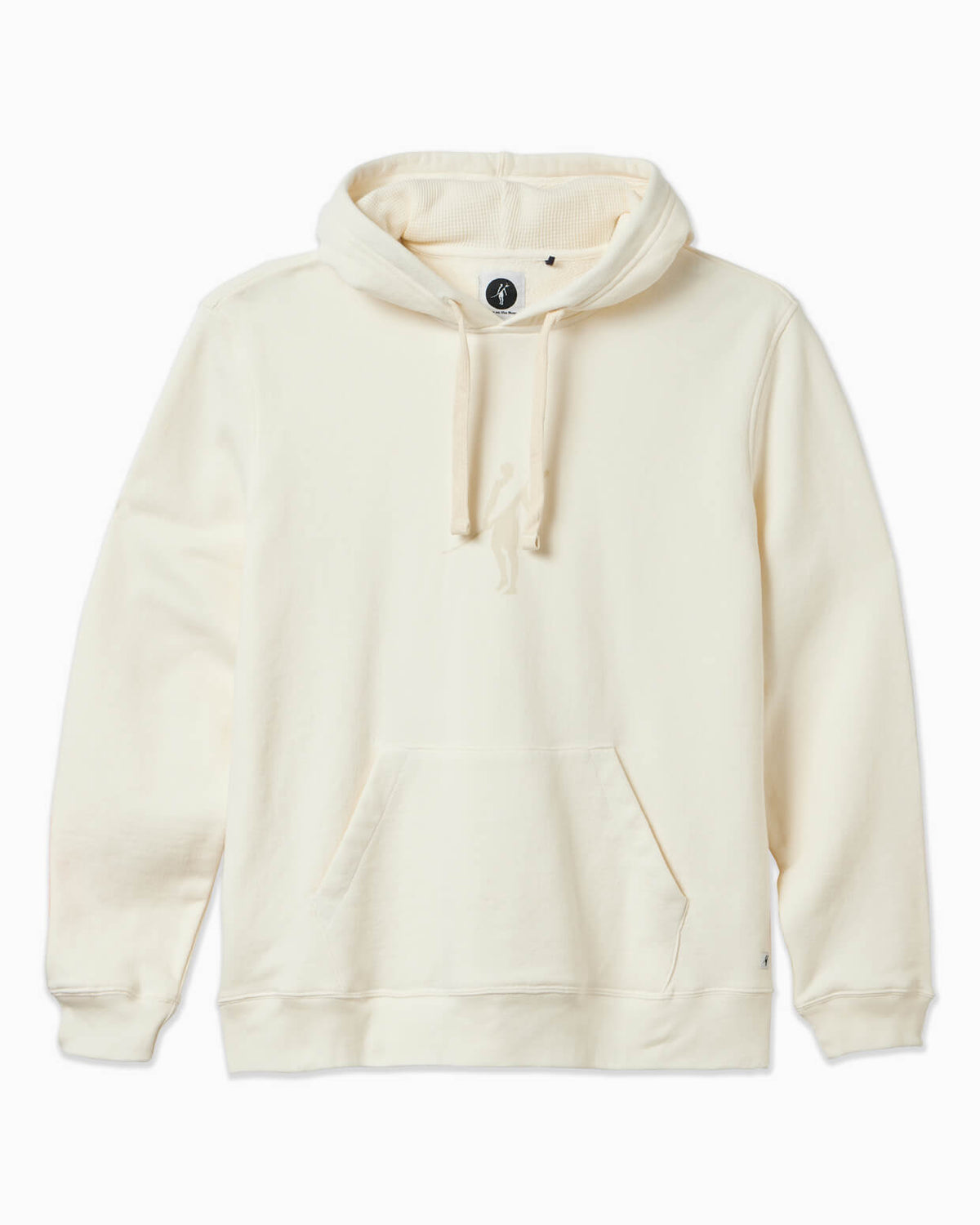 Men's vintage white shadowman fleece hoodie displayed on simple white background #color_vintage white