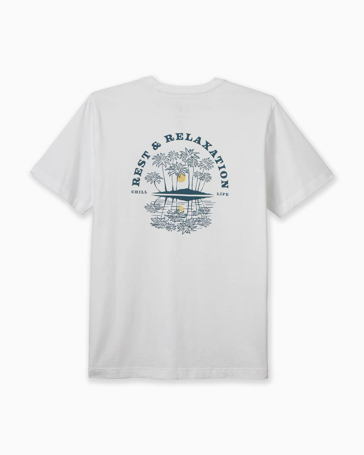 Men's white t-shirt with rest and relaxation design #color_white
