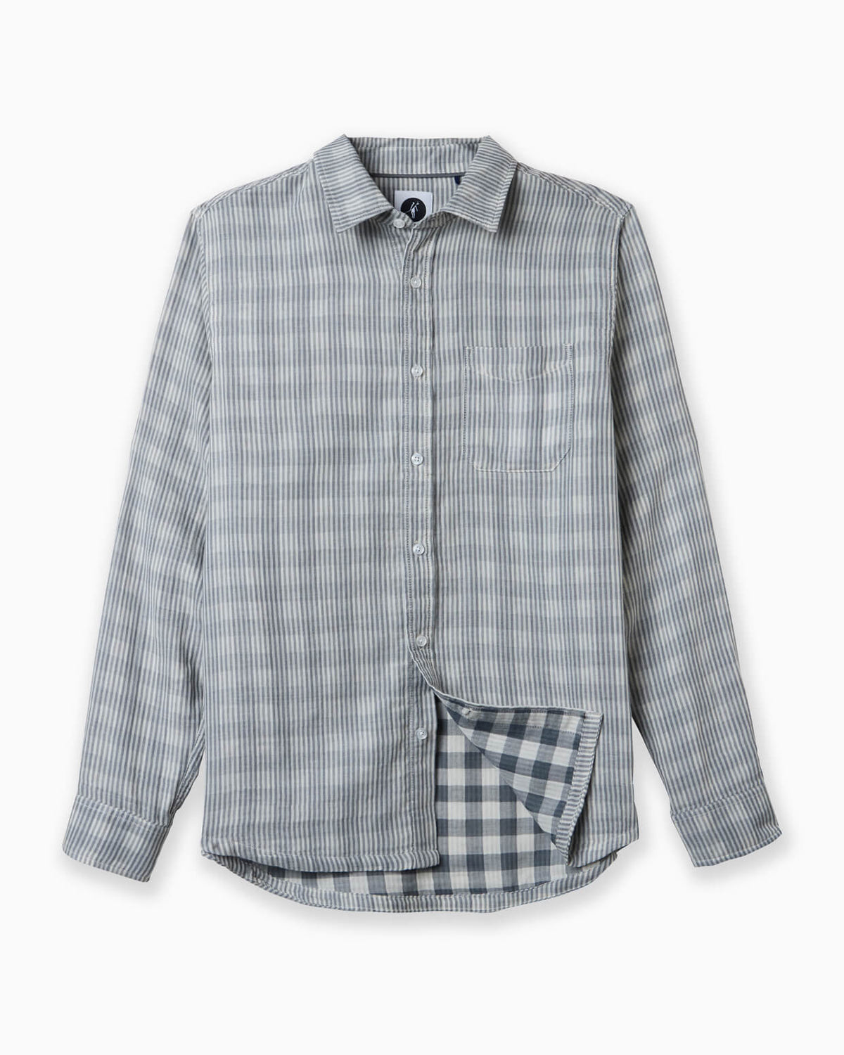 Gray checkered shirt with a pocket on a white background #color_deuce smoke