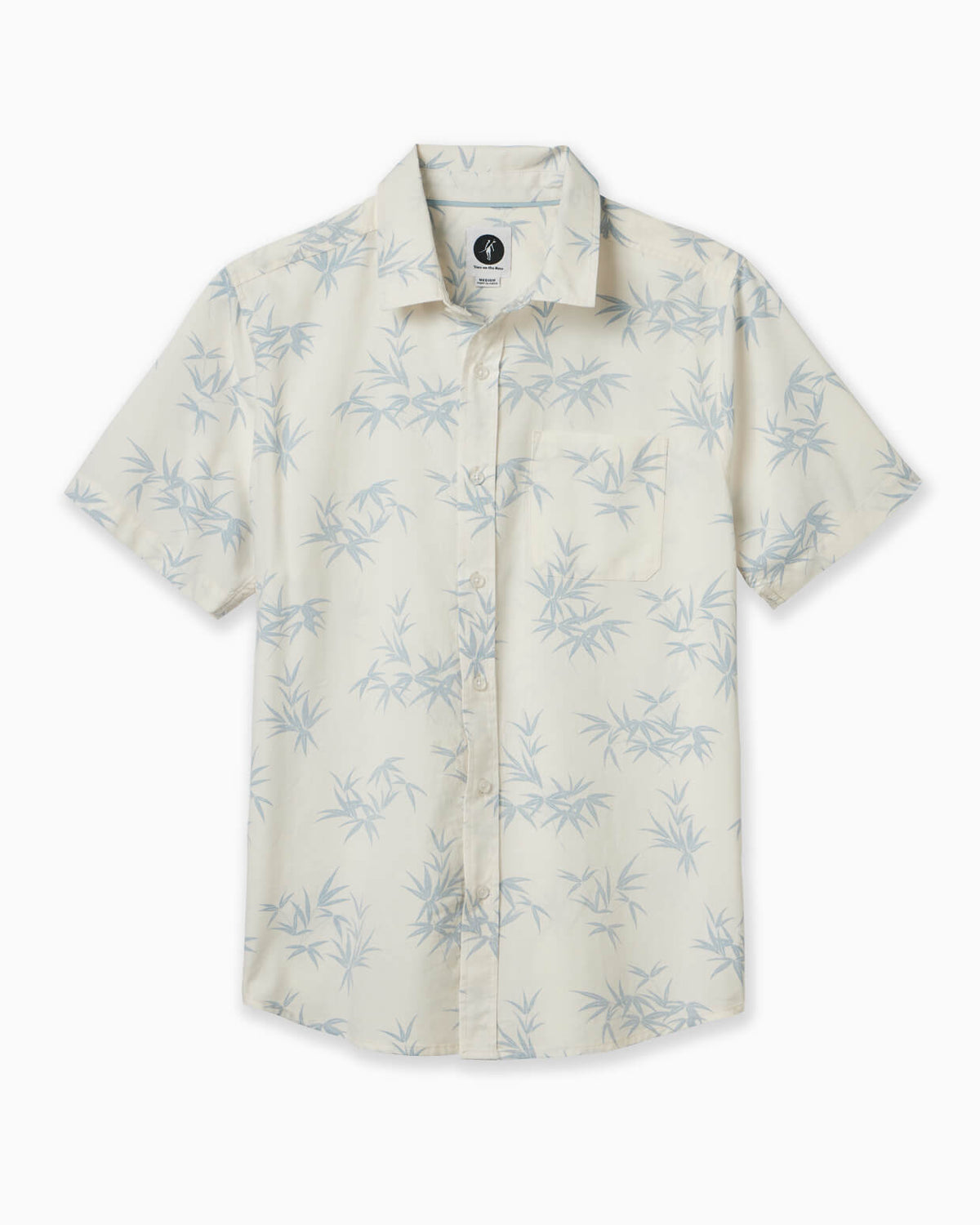Short-sleeve shirt with floral pattern on a white background #color_washed white bamboo