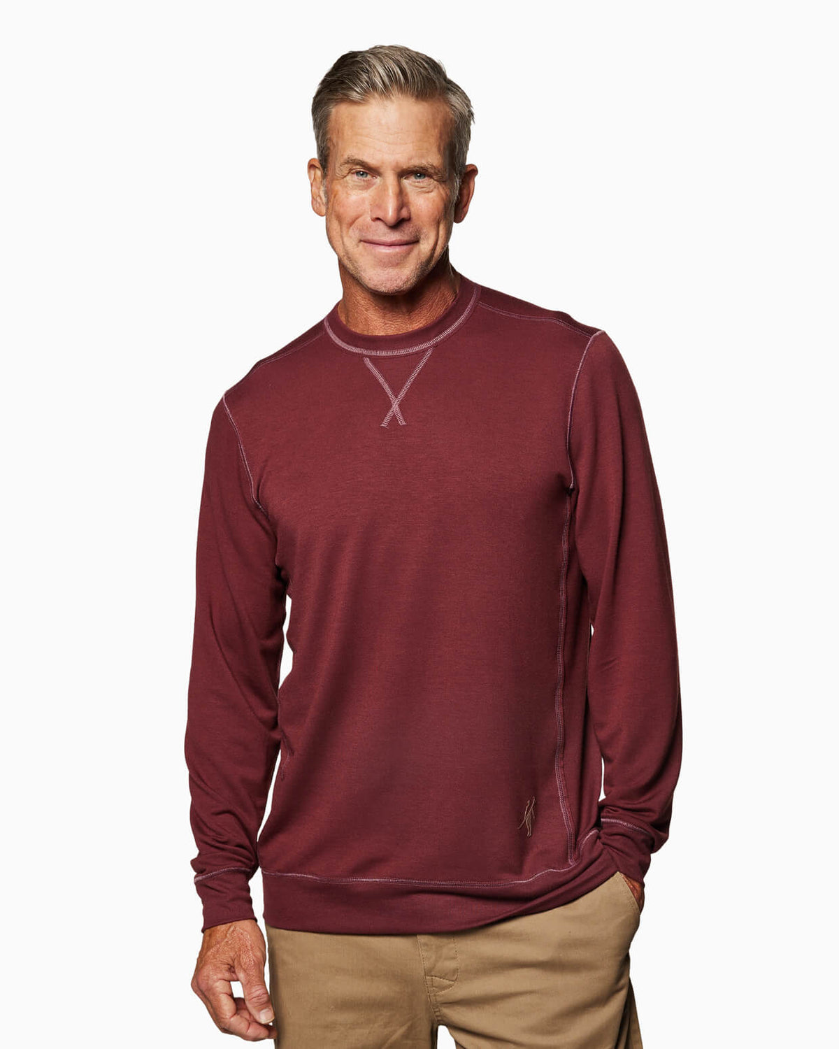 Growler | Long Sleeve Crew (Sea Silk) MERLOT front #color_merlot