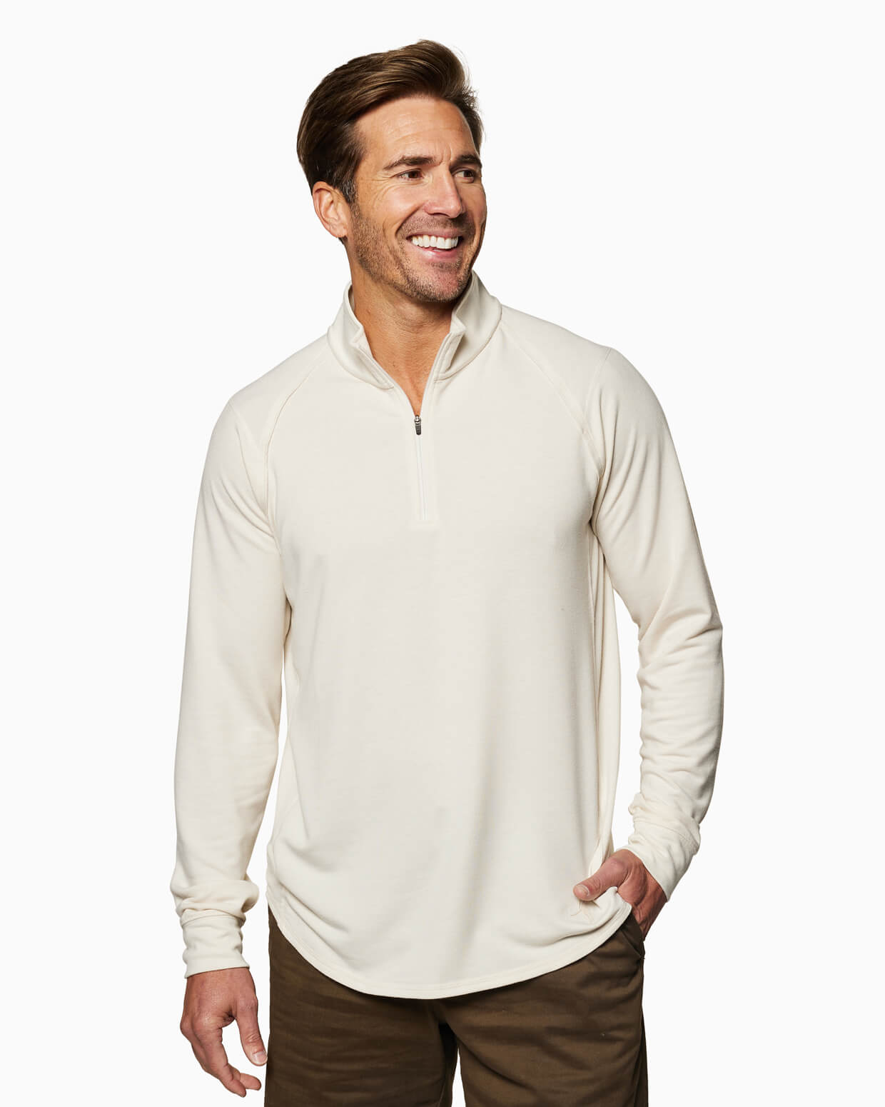 Barrel | Long Sleeve Raglan Half-Zip (Sea Silk)