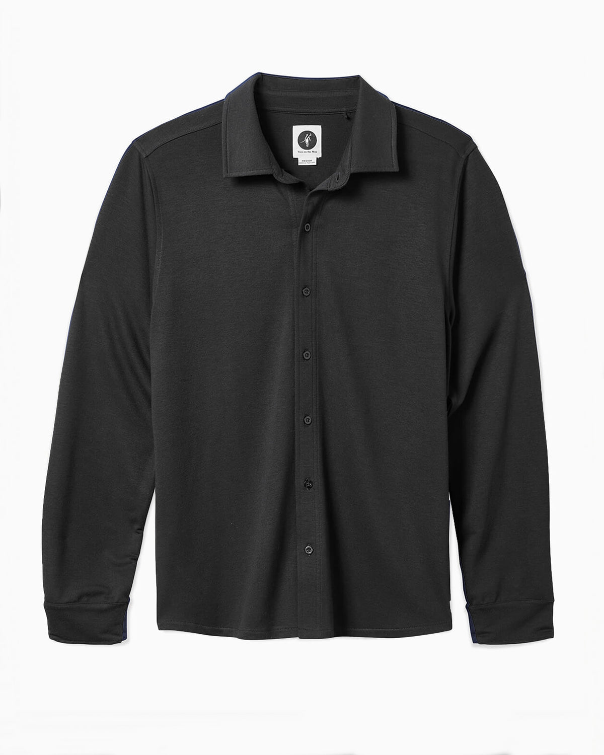 Port | Long Sleeve Button Up (Sea Silk) black FLAT #color_black