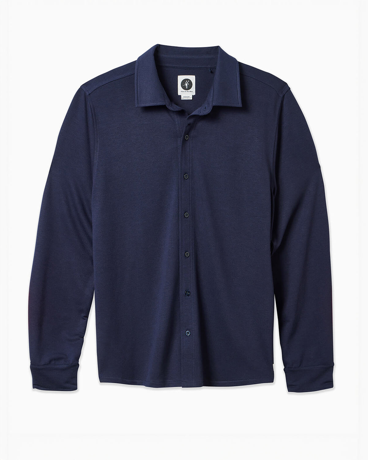 Port | Long Sleeve Button Up (Sea Silk) navy FLAT #color_navy