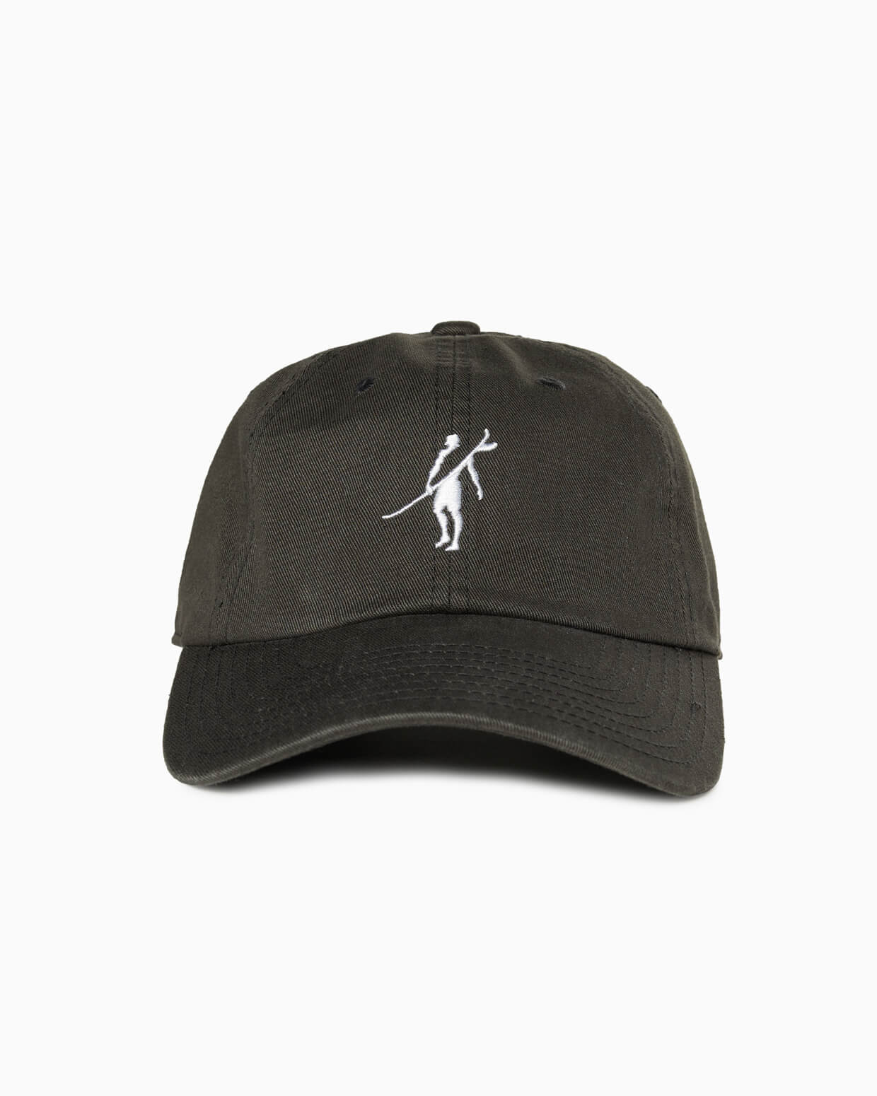 Charcoal baseball cap with white Toes on the Nose logo, front studio view.