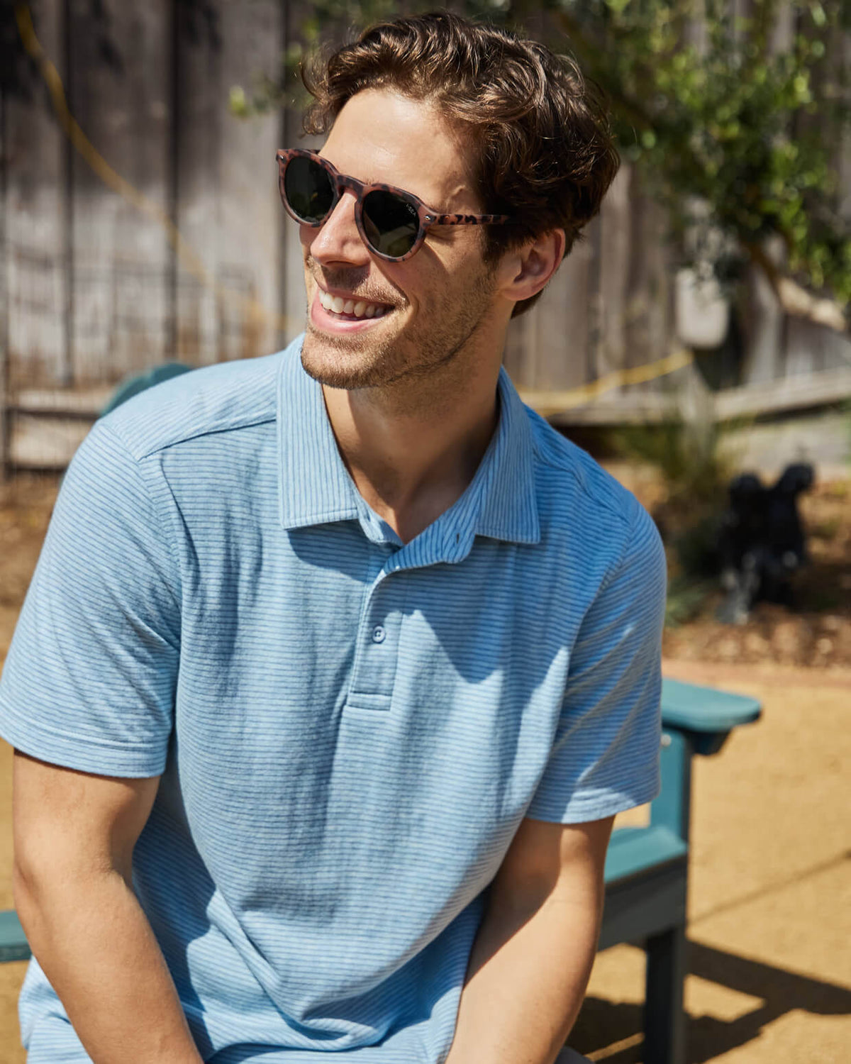 Fairway | Cotton Polo LIGHT BLUE FLAT lifestyle #color_light blue