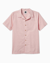 Men's coral flat-lay shirt from Toes on the Nose, showcasing the front design. #color_coral check