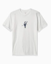 Men's white t-shirt with Toes on the Nose logo, angled on a clean background. #color_white