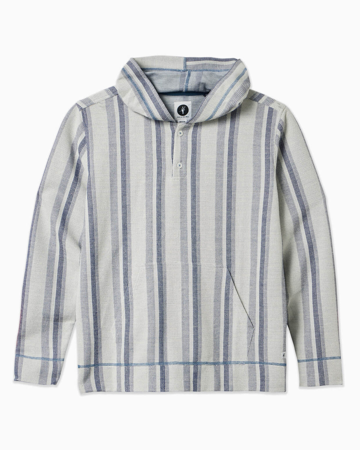 Men's natural stripe hoodie displayed on simple white background #color_natural stripe