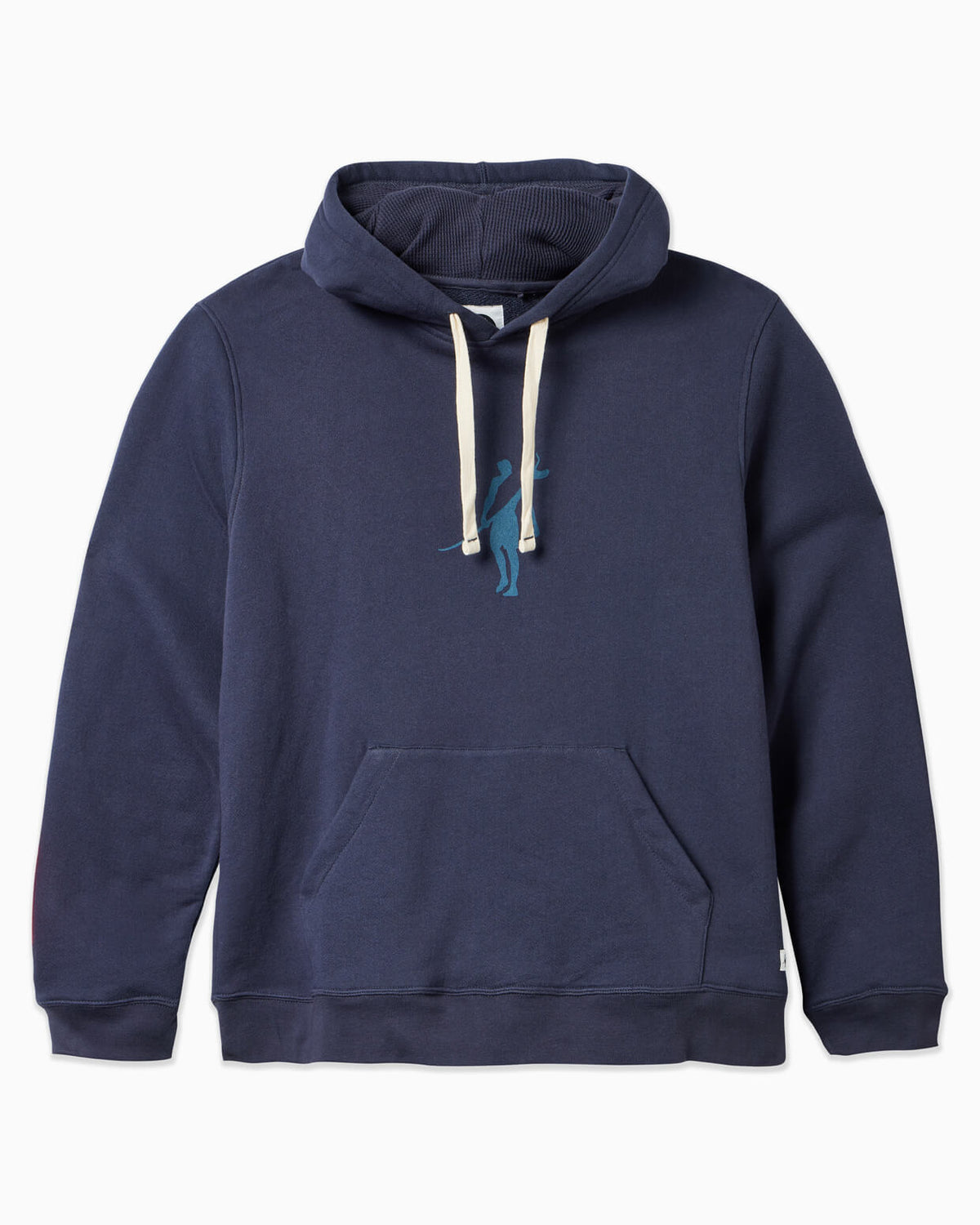 Men's navy shadowman fleece hoodie displayed on simple white background #color_navy