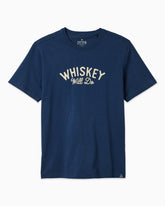 Men's navy  t-shirt with 'WHISKEY Will Do' text on a white background #color_navy