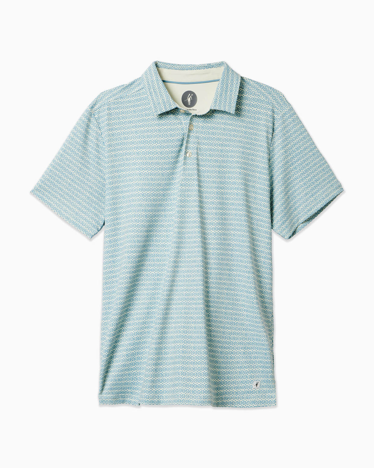Men's sea geo polo displayed on simple white background #color_sea geo