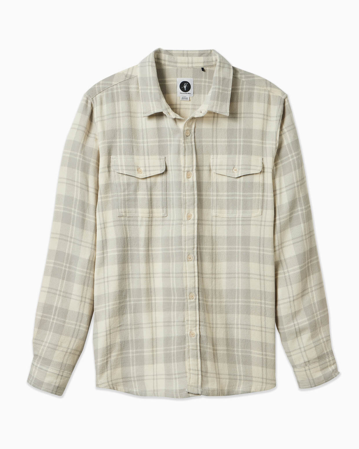 Men's vintage white flannel displayed on simple white background #color_vintage oak white 