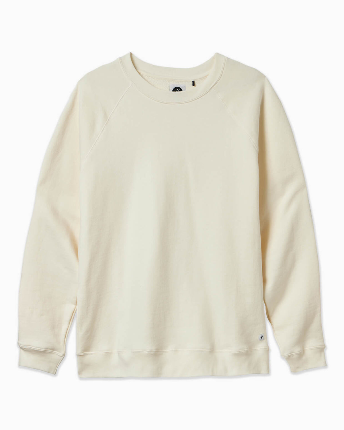 Men's vintage white fleece crewneck displayed in simple white background #color_vintage white surf
