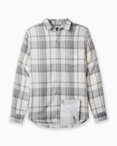 Plaid shirt with gray and beige pattern on a white background #color_deuce birch