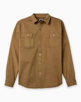 Brown button-up shirt with two chest pockets on a white background #color_earth