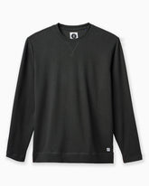 A dark charcoal gray long-sleeve crewneck sweater with a textured knit pattern, shown flat against a white background. #color_faded black