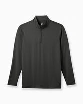 A dark charcoal gray long-sleeve quarter-zip pullover with a mock neck collar, displayed on a clean white background. #color_black