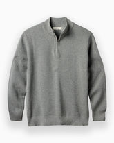A light gray half-zip knit sweater with a mock neck collar, displayed on a clean white background. #color_easton grey