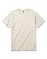 A light beige crewneck t-shirt laid flat against a clean white background. #color_natural slub