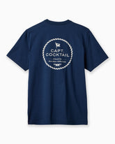 Navy blue t-shirt with 'Capt. Cocktail' logo on a white background #color_navy