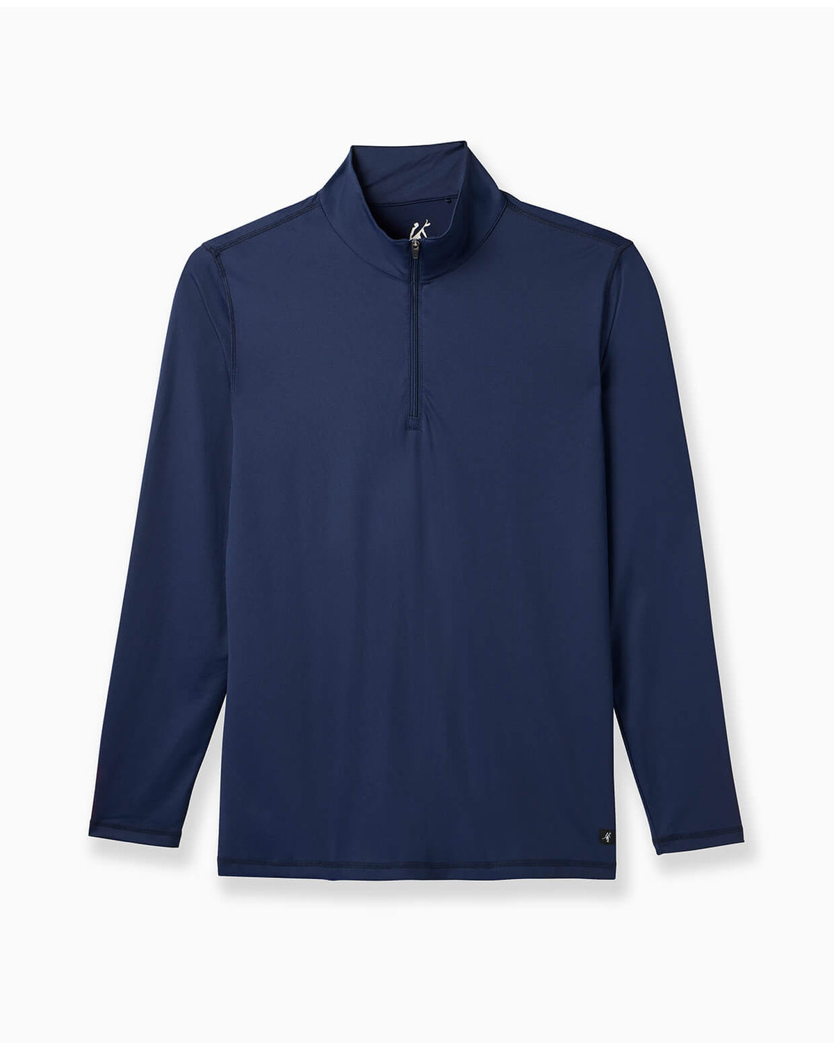 A navy blue long-sleeve quarter-zip pullover with a stand collar, displayed on a clean white background. #color_navy