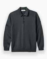 Dark gray sweater with a collar on a white background #color_whitman smoke