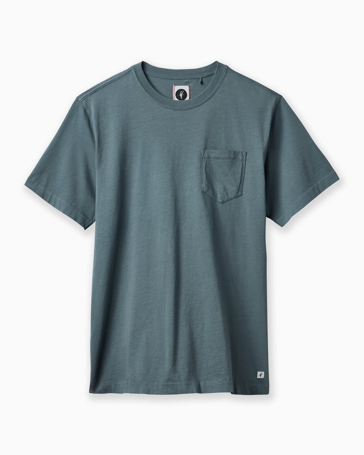 Teal t-shirt with a pocket on a white background #color_classic stone