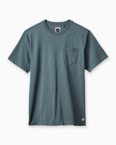 Teal t-shirt with a pocket on a white background #color_classic stone