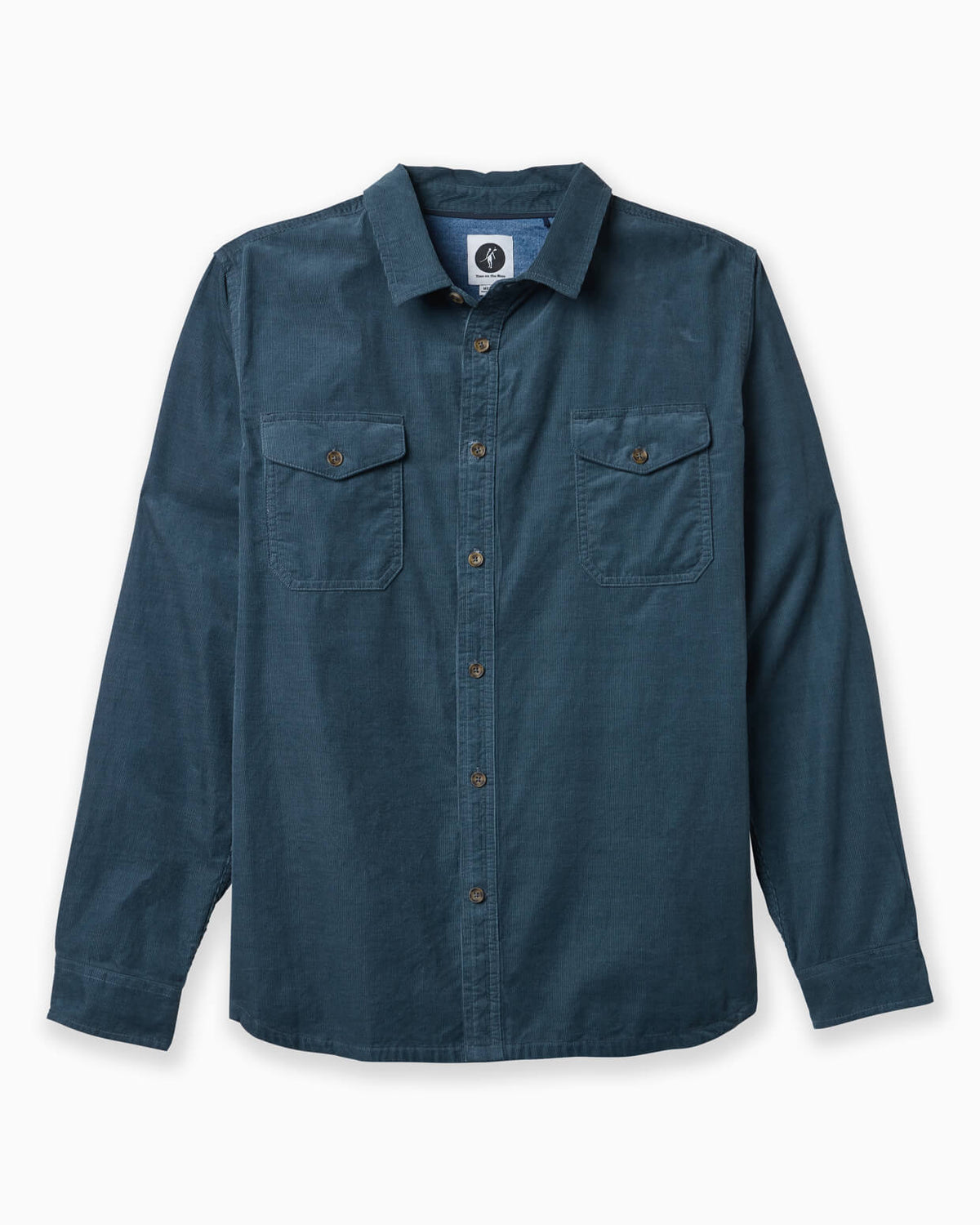 Blue button-up shirt on a white background #color_merit blue
