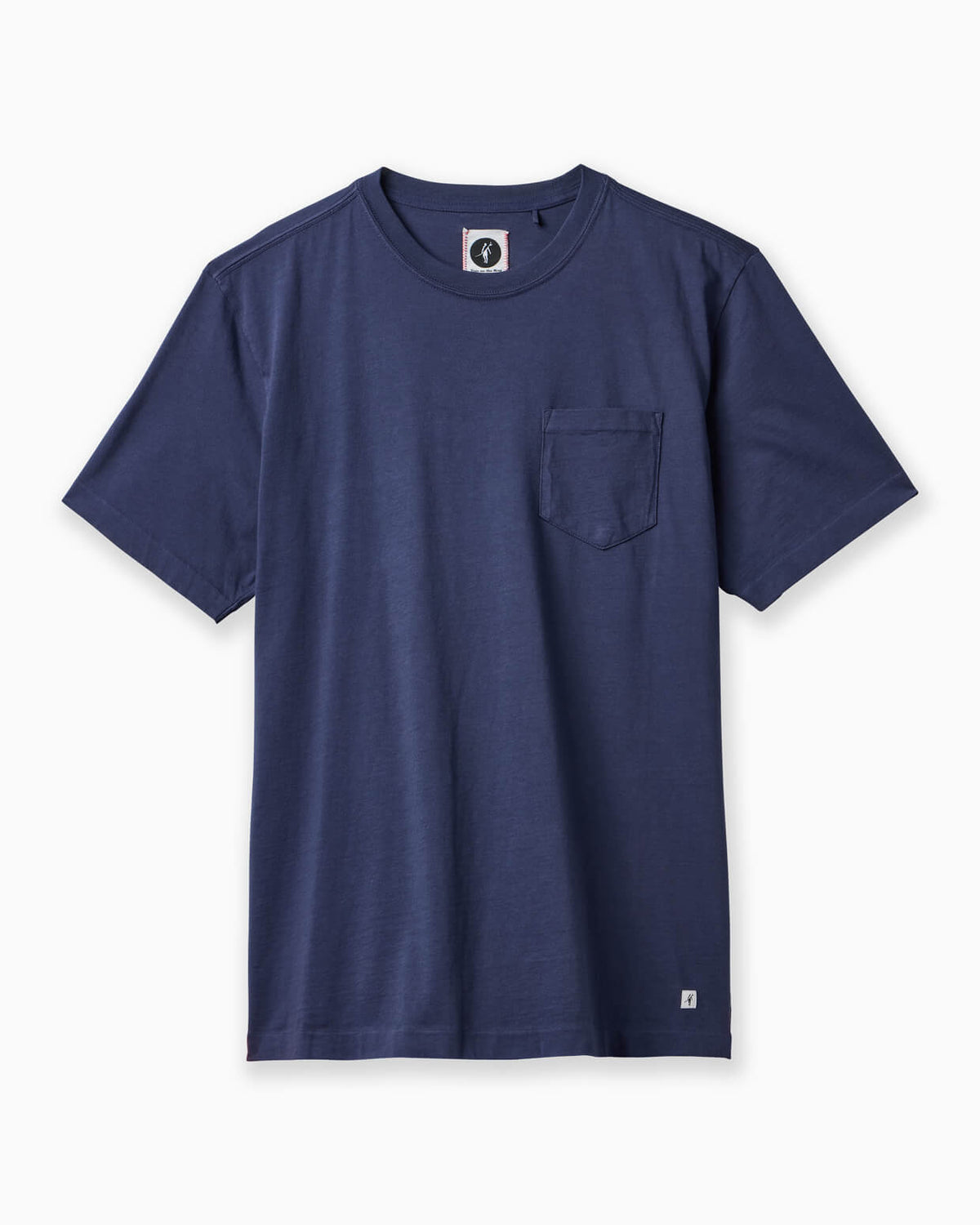 Navy blue t-shirt with a pocket on a white background #color_classic navy