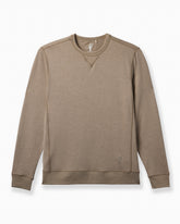 A taupe crewneck sweatshirt with long sleeves, ribbed cuffs and hem, displayed flat against a white background. 

#color_vintage khaki