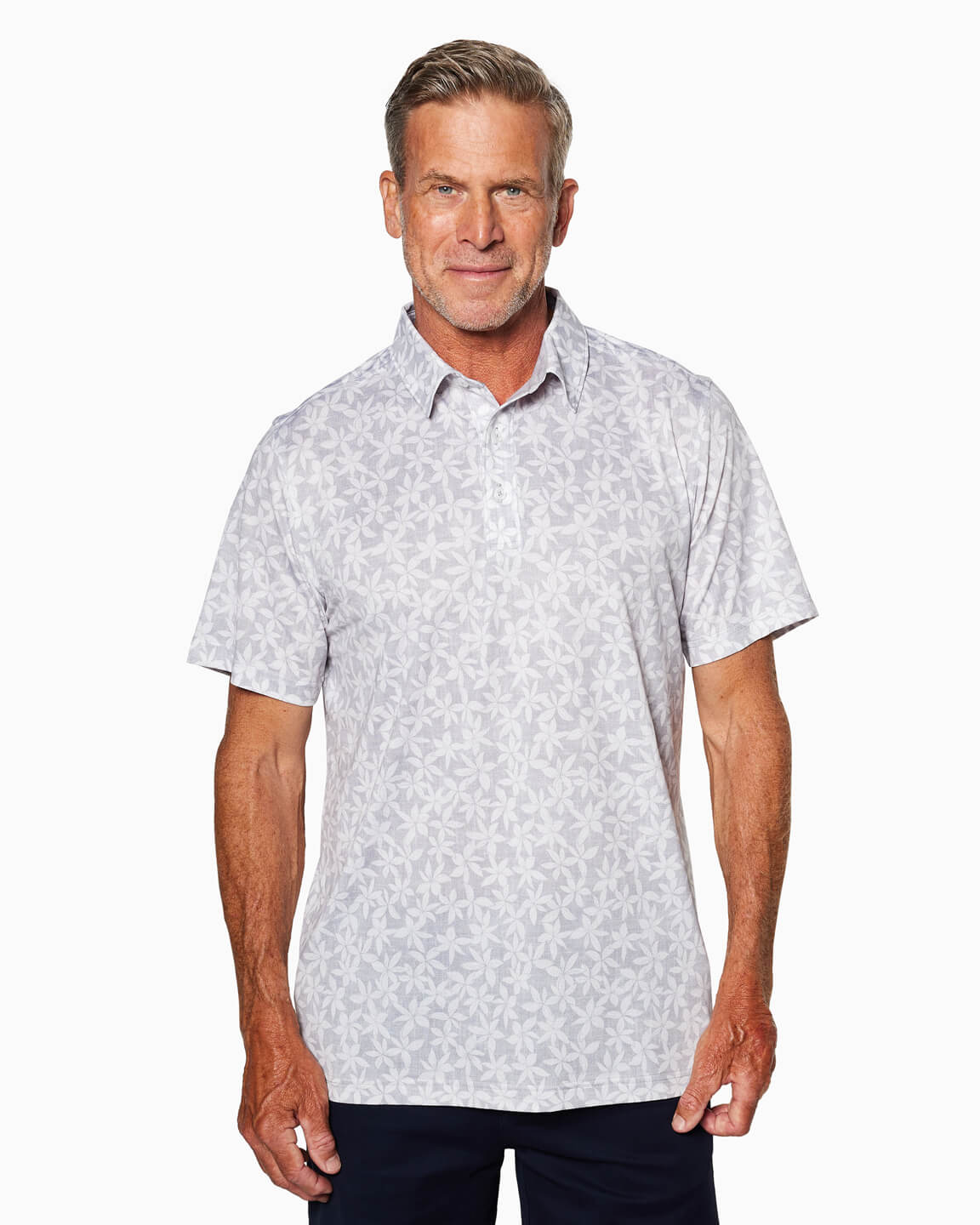 Ace Polo | Light Grey Floral FRONT #color_light grey floral