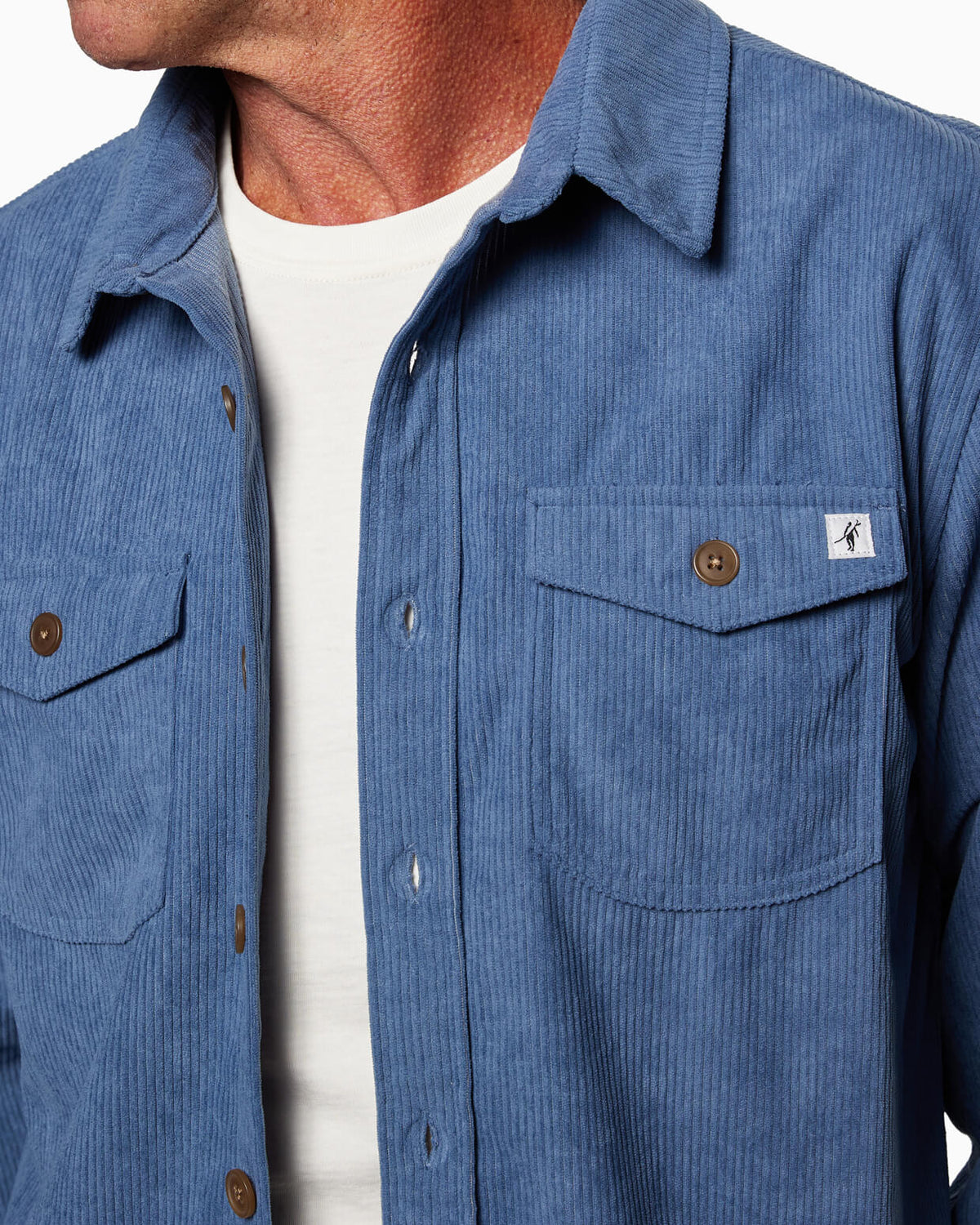 Sunridge | Corduroy Shirt NAVY front detail  #color_navy