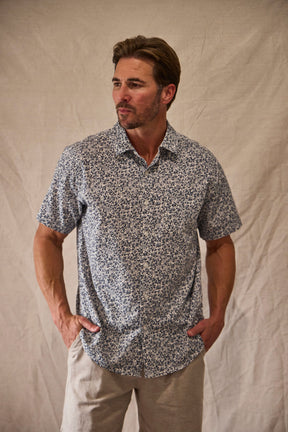 Coastline Woven | Navy Leaves