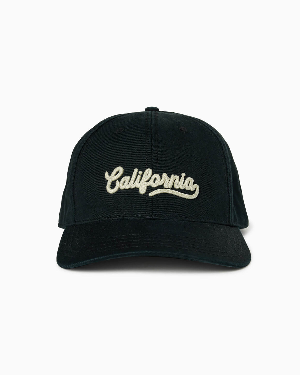 California | 5 Panel Unstructured Strapback Hat BLACK front #color_black