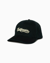 California | 5 Panel Unstructured Strapback Hat BLACK front #color_black