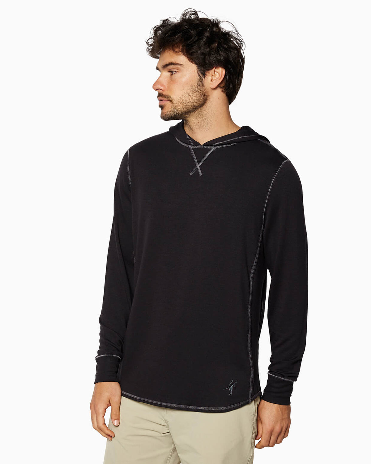 Schooner L/S Hoodie (Sea Silk) BLACK front #color_black